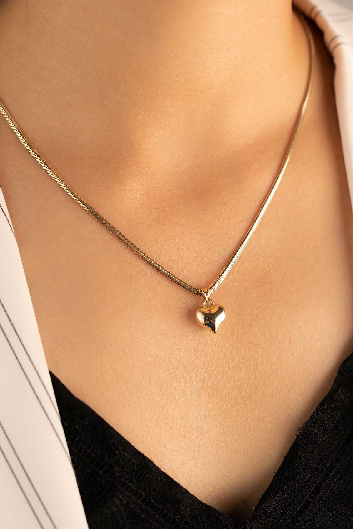 Yavuz Kuyumculuk Altın Balık Sırtı Zincir Nostaljik Kalp