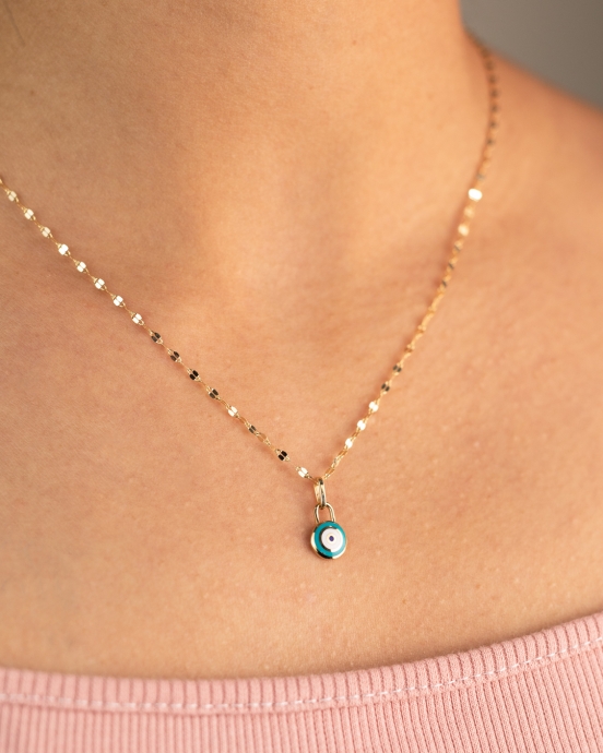 Yavuz Kuyumculuk Aynalı Zincir Nazar Boncuğu Kolye Fantezi